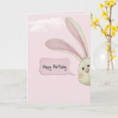 Birthday Bunny op roze Kaart (Gele Bloem)