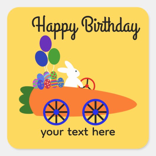 Birthday Bunny Riding Carrot Sticker #3 (Voorkant)