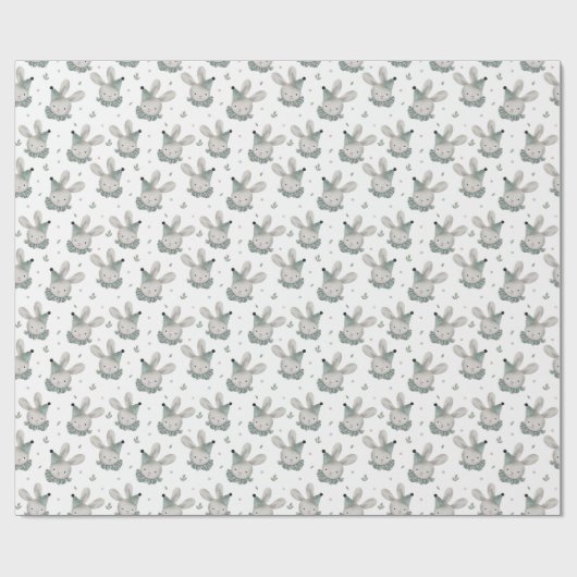 Birthday Bunny  Rustic Wrapping Paper Cadeaupapier (Vlak)