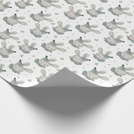 Birthday Bunny  Rustic Wrapping Paper Cadeaupapier (Hoek)