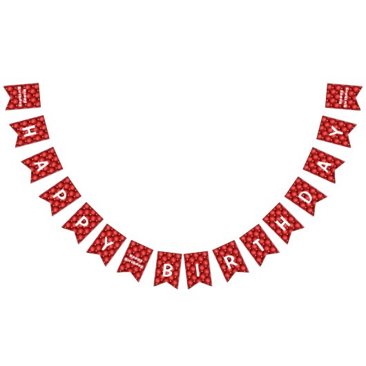 Birthday Bunting Flags Gold Red Diamonds Tufted Vlaggetjes (Alle)