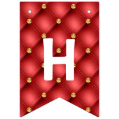 Birthday Bunting Flags Gold Red Diamonds Tufted Vlaggetjes (Tweede vlag)