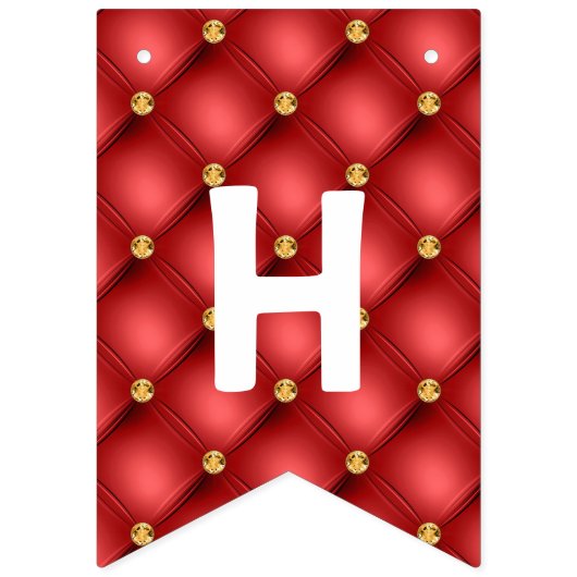 Birthday Bunting Flags Gold Red Diamonds Tufted Vlaggetjes (Tweede vlag)