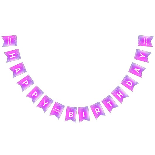 Birthday Bunting-vlaggen roze Paarse glitterschijv Vlaggetjes (Alle)