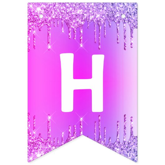 Birthday Bunting-vlaggen roze Paarse glitterschijv Vlaggetjes (Tweede vlag)