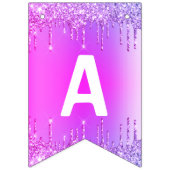 Birthday Bunting-vlaggen roze Paarse glitterschijv Vlaggetjes (Derde vlag)