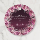 Birthday burgundy pink floral name bedankt bedankjes labels (Achterkant)