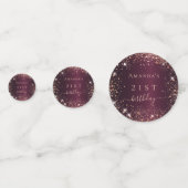 Birthday burgundy roos Gold glitter foto naam Confetti (Achterkanten)