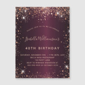 Birthday burgundy roos gold magnet (Voorkant)