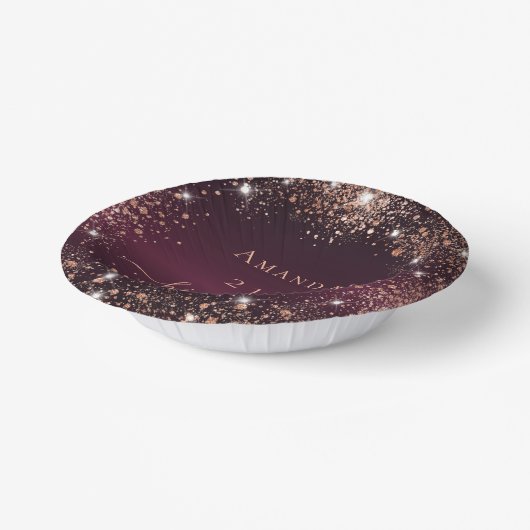 Birthday burgundy roos Gold Name script Papieren Kommen (Gebogen)