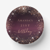 Birthday burgundy roos Gold Name script Papieren Kommen (Voorkant)