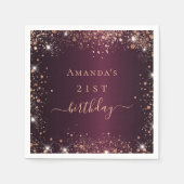 Birthday burgundy roos Gold Name script Servet (Voorkant)