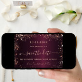 Birthday burgundy roos gold save the date