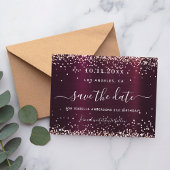 Birthday burgundy roos gold save the date aankondigingskaart