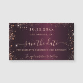 Birthday burgundy roos gold save the date magnet (Voorkant)