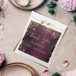 Birthday burgundy roos Gold tiara bedankt Bedankzakje