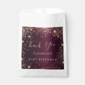 Birthday burgundy roos Gold tiara bedankt Bedankzakje (Voorkant)