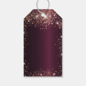 Birthday burgundy roos goudglitter bedankt cadeaulabel (Achterkant)