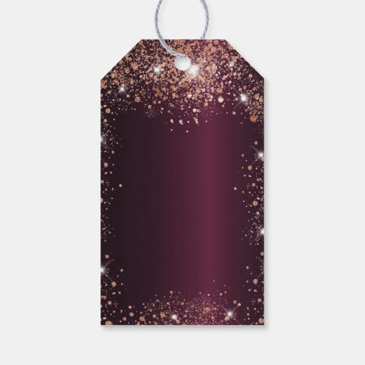 Birthday burgundy roos goudglitter bedankt cadeaulabel (Achterkant)