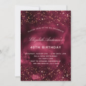 Birthday burgundy roos goudglitter kaart (Voorkant)