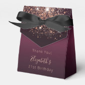 Birthday burgundy roos goudnaam bedankt bedankdoosjes (Voorkant Zijde)