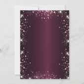 Birthday burgundy roze glitter stof floral kaart (Achterkant)