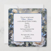 Birthday Butterflies On White Roses and Daisies Kaart (Voorkant)