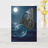 Birthday Butterfly Floating On a Bubble Kaart (Gele Bloem)