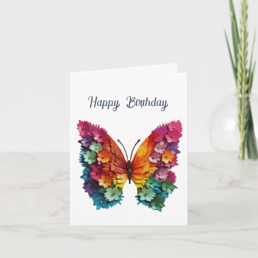 Birthday Butterfly Flowery Wings Card Kaart (Voorkant)