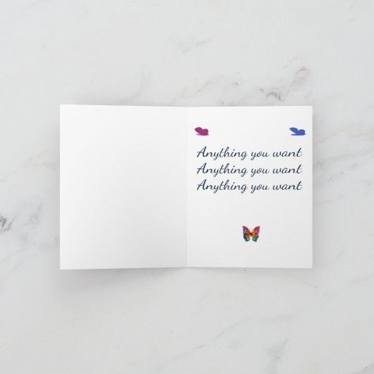 Birthday Butterfly Flowery Wings Card Kaart (Binnen)