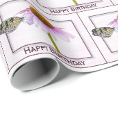 Birthday Butterfly on Cone Flower Cadeaupapier (Rol Hoek)