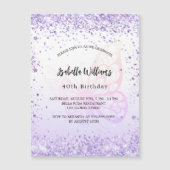 Birthday butterfly violet lavender script luxe magnetische uitnodiging (Voorkant)