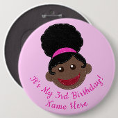 Birthday Button Afro Puff Girl (Voorkant /achterkant)