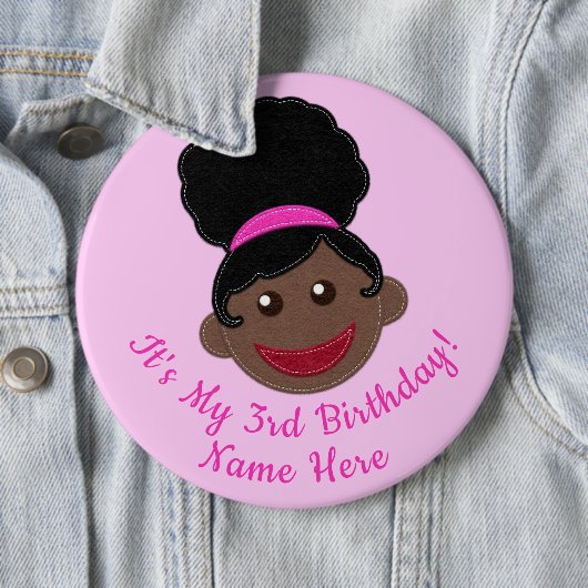 Birthday Button Afro Puff Girl (In situ)