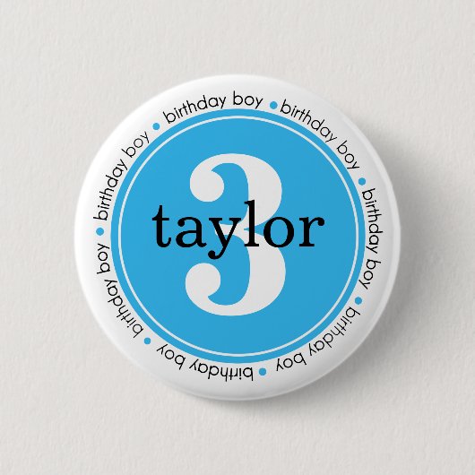Birthday Buttonnen op maat van naam en leeftijd va Ronde Button 5,7 Cm (Voorkant)