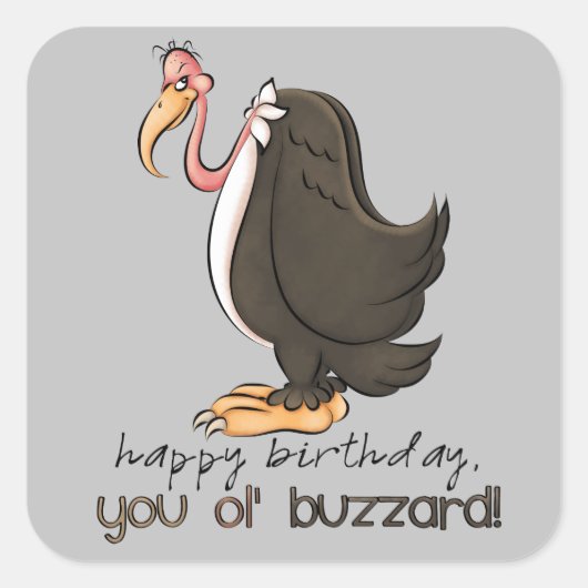 Birthday buzzard mannen party sticker (Voorkant)
