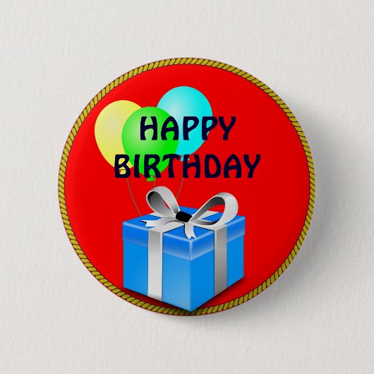 BIRTHDAY-cadeau en ballonnen Ronde Button 5,7 Cm (Voorkant)