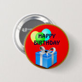 BIRTHDAY-cadeau en ballonnen Ronde Button 5,7 Cm (Voorkant /achterkant)
