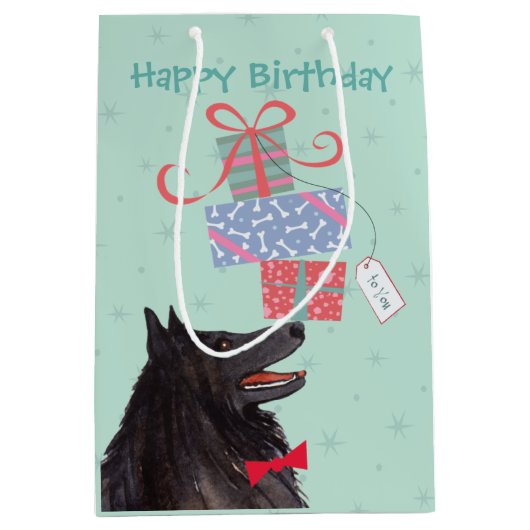 Birthday Cadeaus Belgium Sheepdog Medium Gift Bag Medium Cadeauzakje (Voorkant)