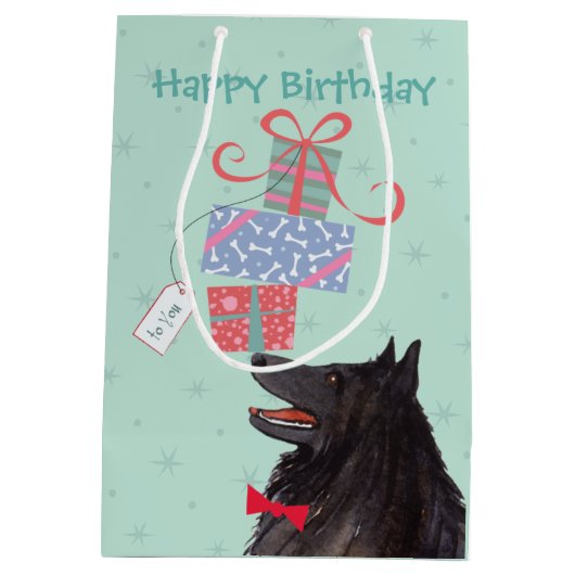 Birthday Cadeaus Belgium Sheepdog Medium Gift Bag Medium Cadeauzakje (Achterkant)