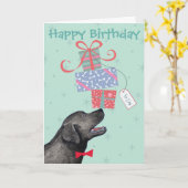 Birthday Cadeaus Black Lab Kaart (Gele Bloem)