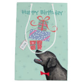 Birthday Cadeaus Black Lab Medium Cadeauzakje (Achterkant)