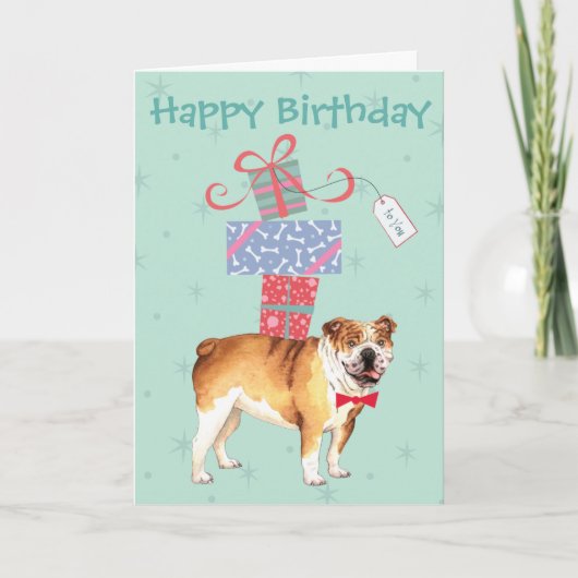Birthday Cadeaus Bulldog Kaart (Voorkant)
