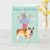 Birthday Cadeaus Bulldog Kaart (Gele Bloem)