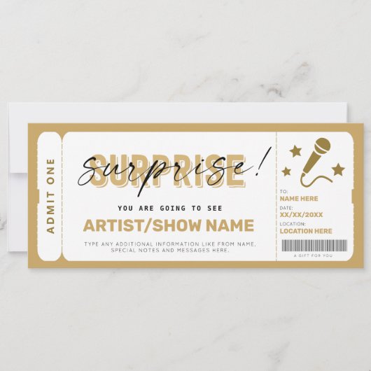 Birthday Cadeaus Concert Ticket Sjabloon Show Vouc (Voorkant)