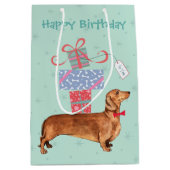 Birthday Cadeaus Dachshund Medium Cadeauzakje (Voorkant)