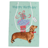 Birthday Cadeaus Dachshund Medium Cadeauzakje (Achterkant)