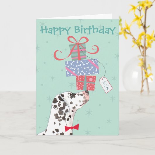 Birthday Cadeaus Dalmatian Kaart (Gele Bloem)