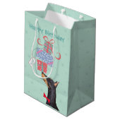 Birthday Cadeaus Doberman Medium Gift Bag Cadeauzakje (Achterkant Gekanteld)