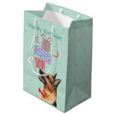 Birthday Cadeaus German Shepherd Medium Gift Bag Cadeauzakje (Achterkant Gekanteld)